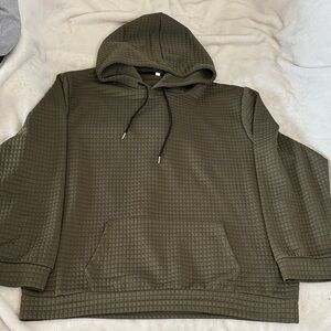 Olive Green Textured Hoodie for Men